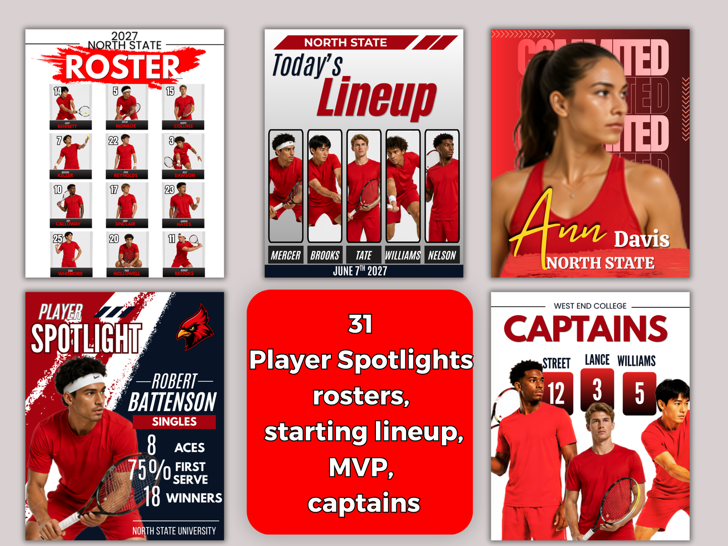 Tennis Social Media Templates Bundle