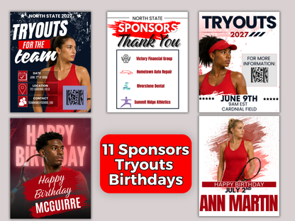 Tennis Social Media Templates Bundle