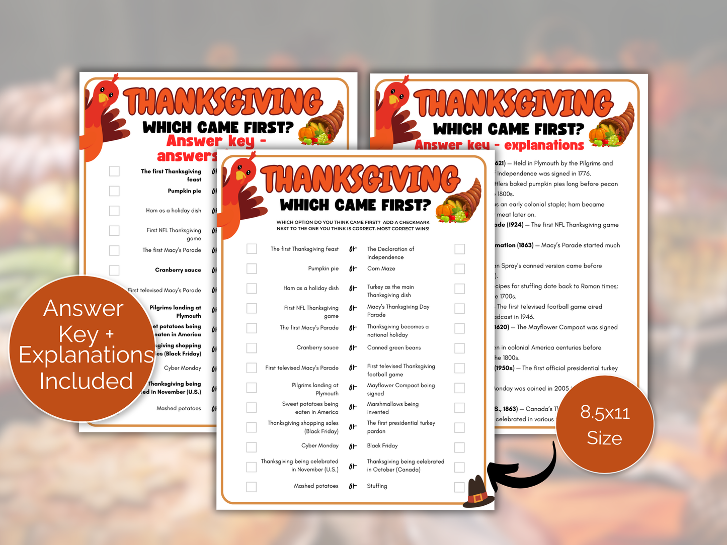Thanksgiving Which Came First Game