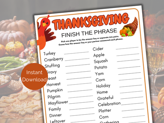 Thanksgiving Finish the Phrase