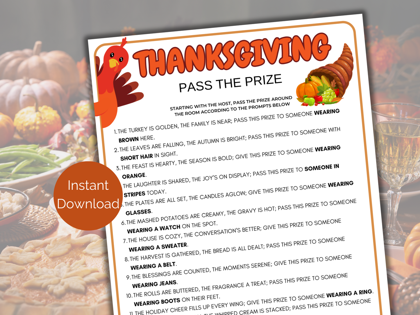 Thanksgiving Pass The Prize