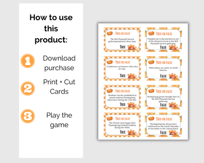 Thanksgiving True or False Card Game