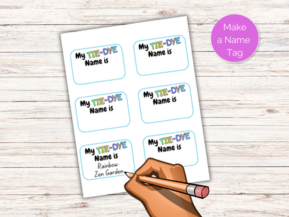 What's Your Tie Dye Name Game + Name Tags
