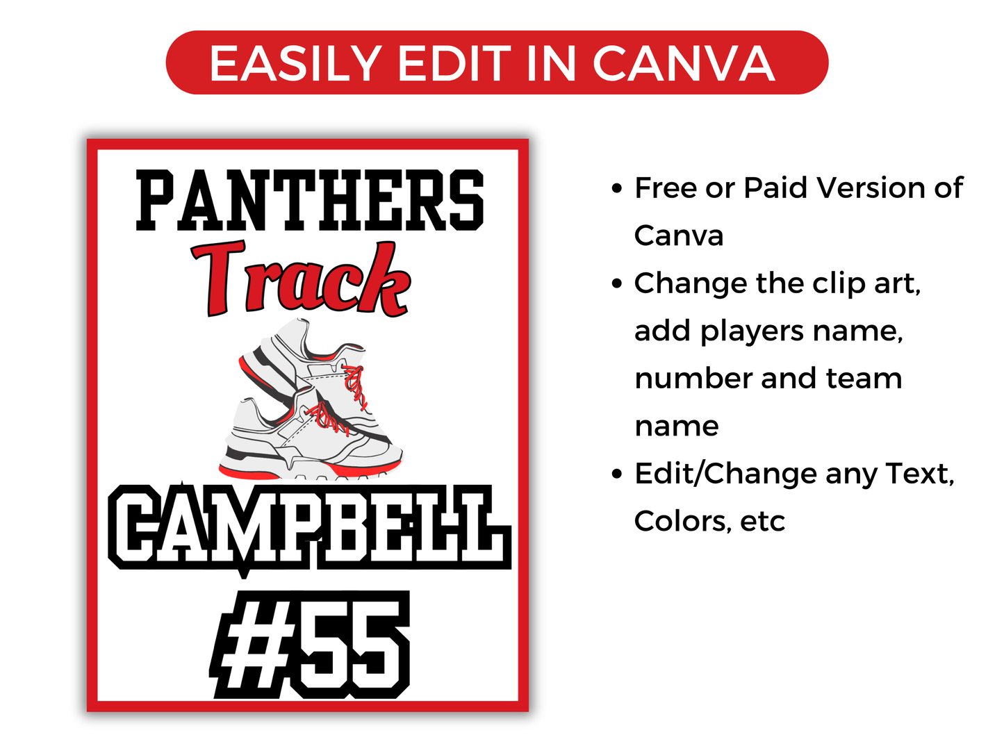 Editable Track and Field Locker Sign Template