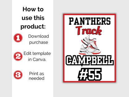 Editable Track and Field Locker Sign Template
