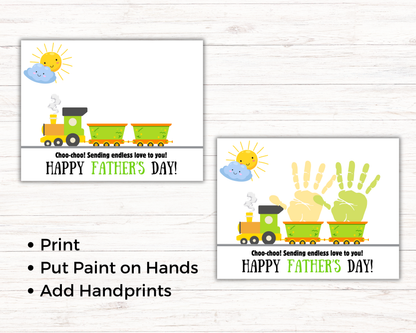 Fathers Day Train Handprint Art For Up to 3 Kids
