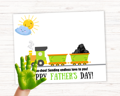 Fathers Day Train Handprint Art For Up to 3 Kids