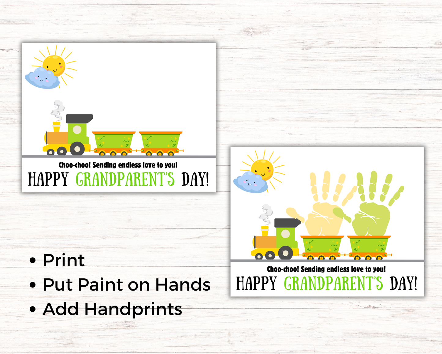 Grandparents Day Train Handprint Art up to 3 kids