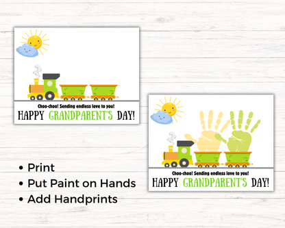 Grandparents Day Train Handprint Art up to 3 kids
