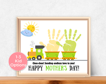 Mothers Day Train Handprint Art up to 3 kids