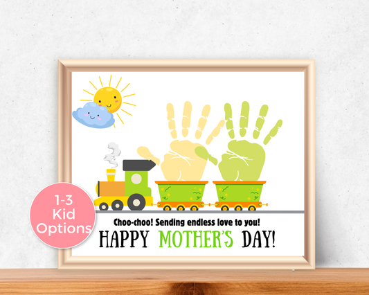 Mothers Day Train Handprint Art up to 3 kids