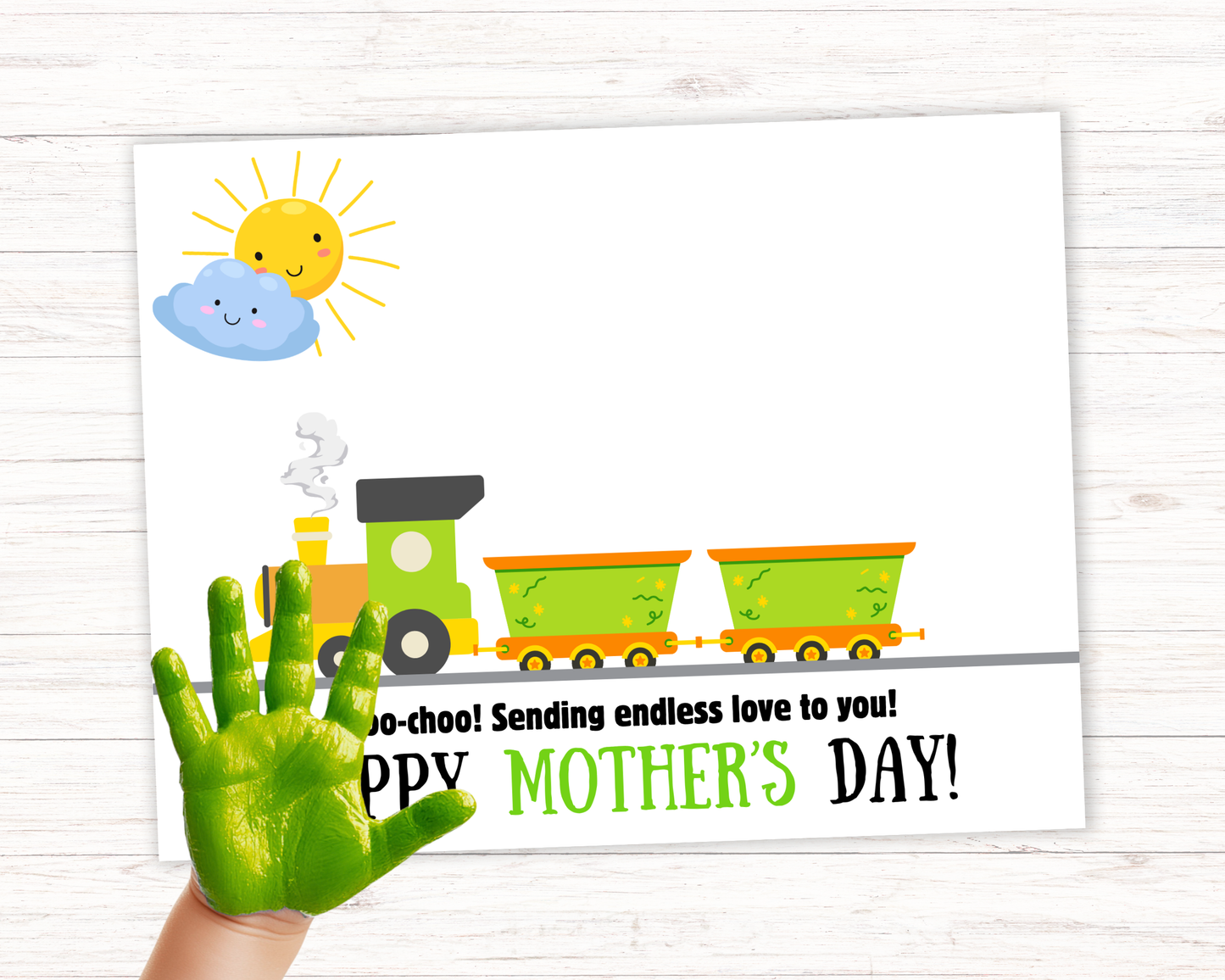 Mothers Day Train Handprint Art up to 3 kids