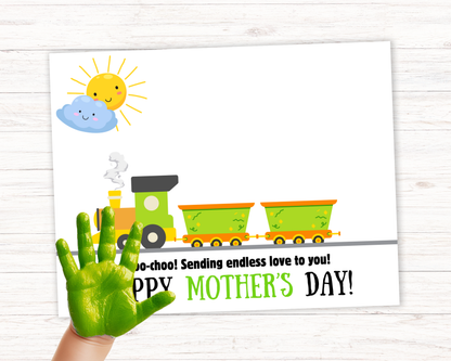 Mothers Day Train Handprint Art up to 3 kids