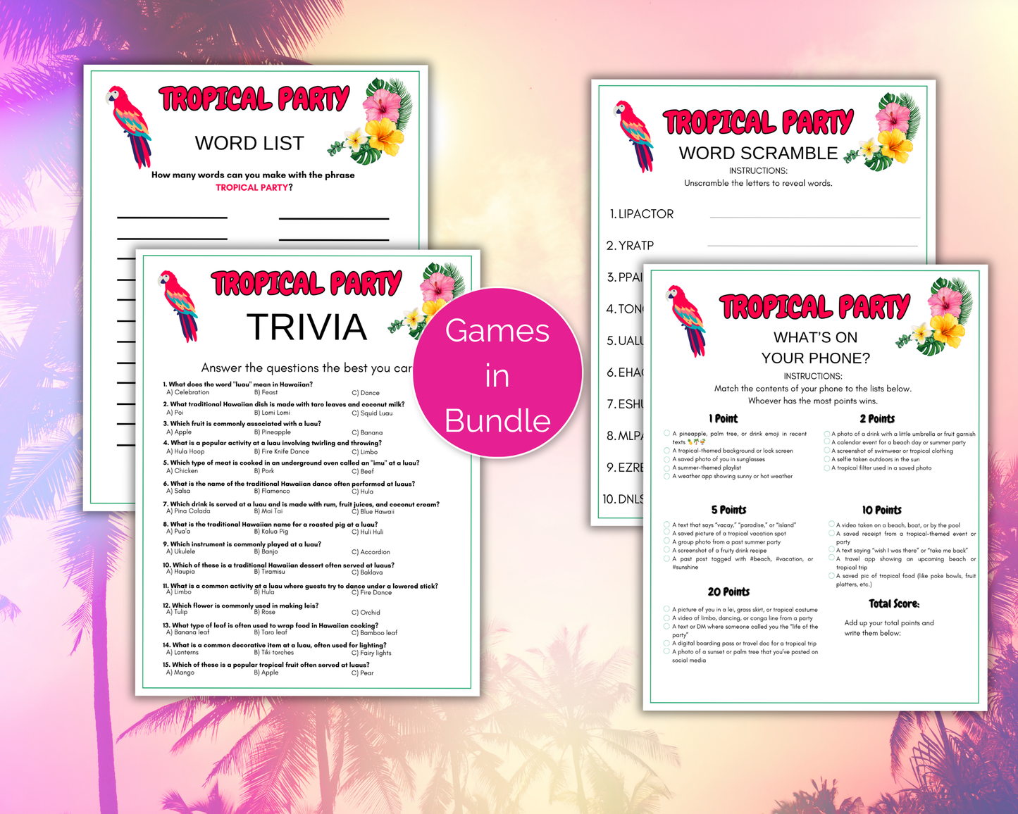 Tropical Party Game Bundle