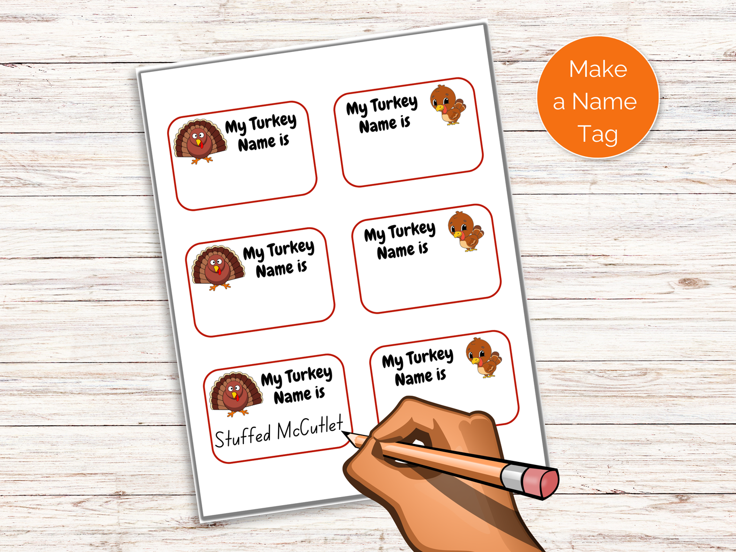 What's Your Turkey Name Game + Name Tags