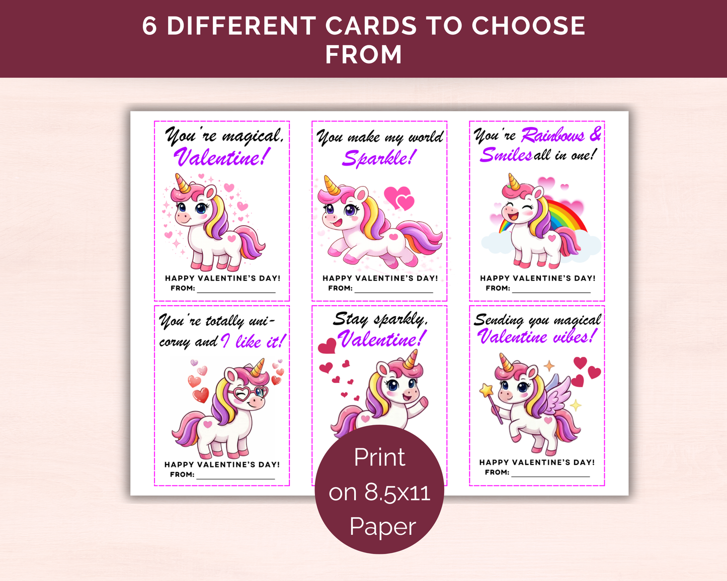 Unicorn Valentine Cards