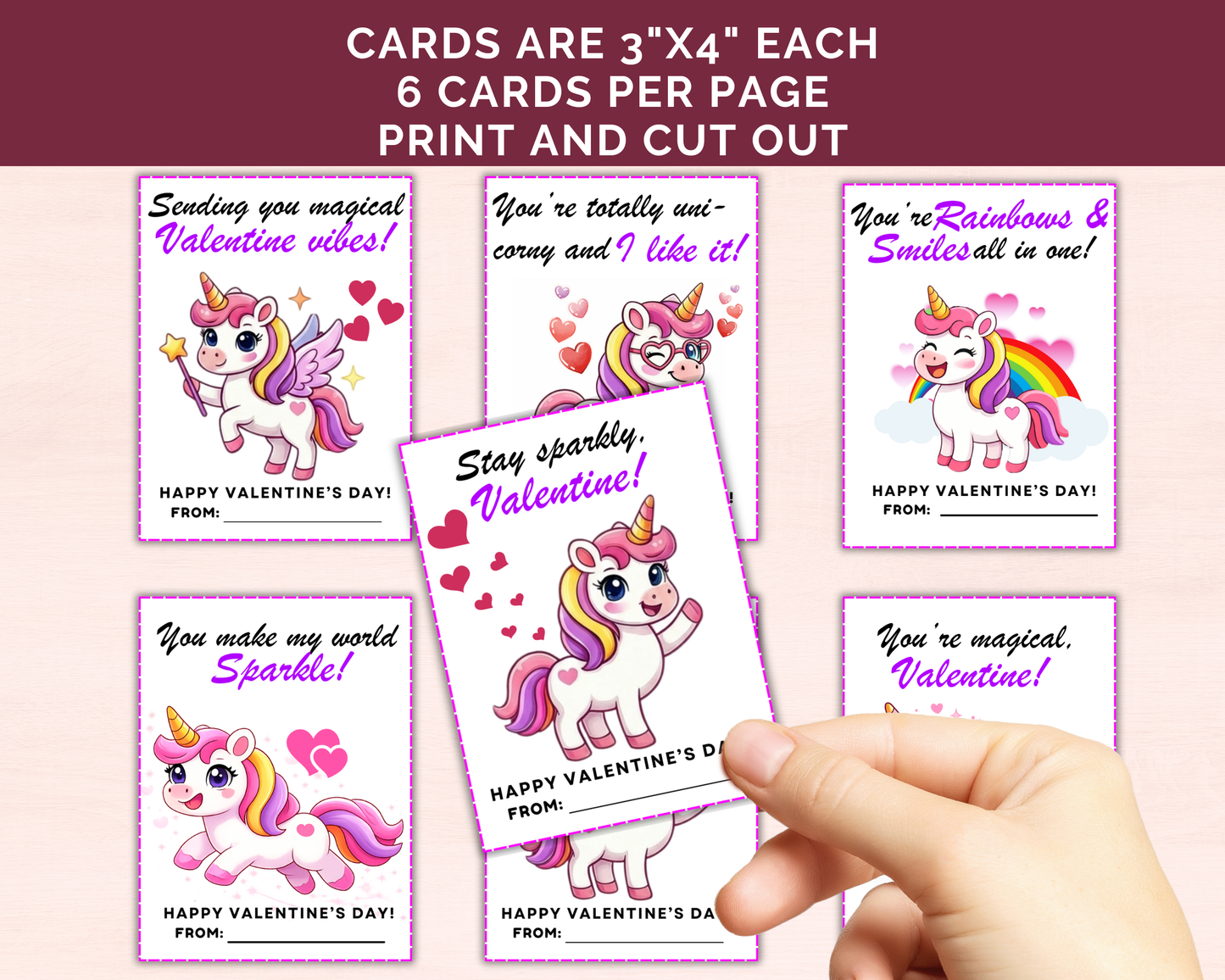 Unicorn Valentine Cards