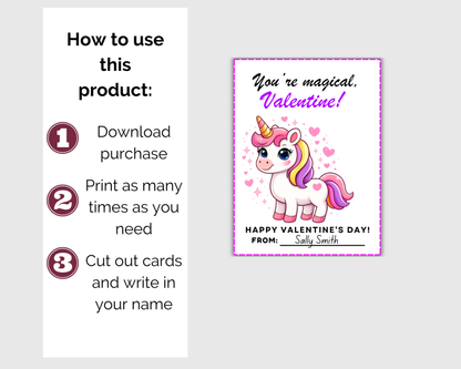 Unicorn Valentine Cards