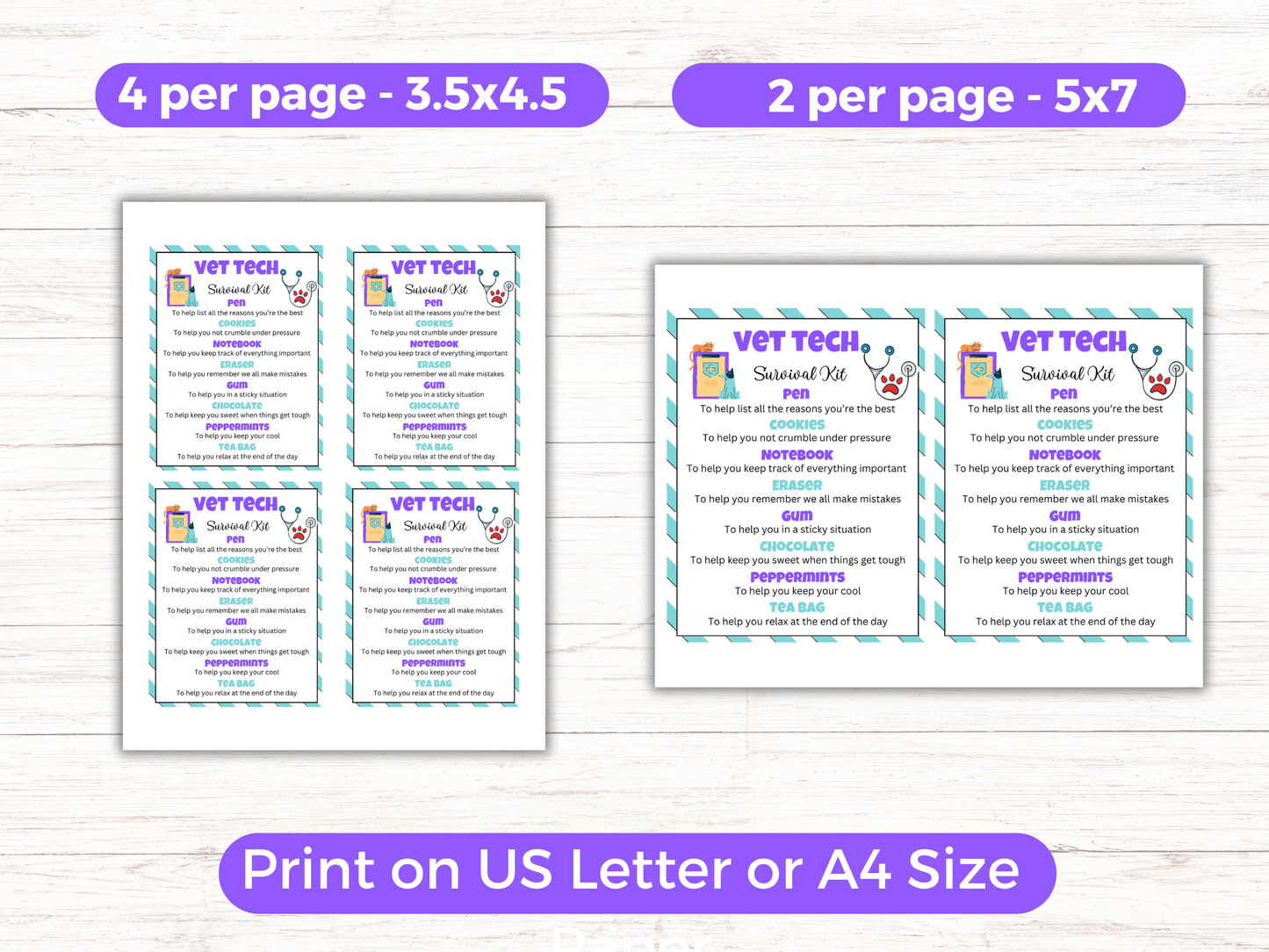Editable Vet Tech Survival Kit Gift Tags