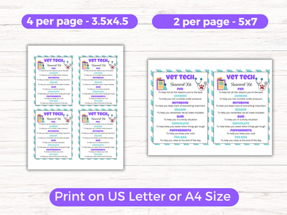 Editable Vet Tech Survival Kit Gift Tags