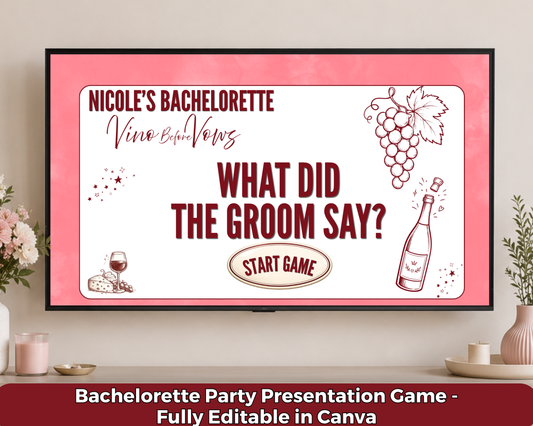 Vino Before Vows Bachelorette Party Game