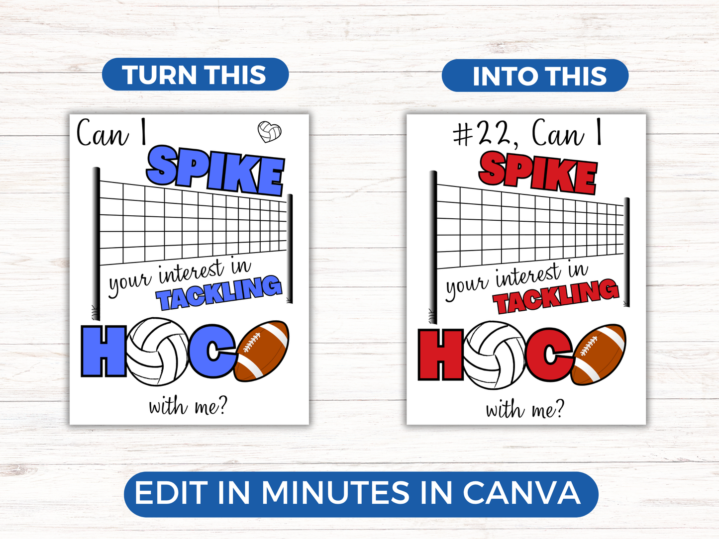 Editable Volleyball and Football Homecoming Proposal Sign