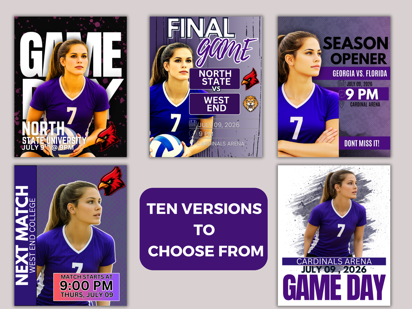 Volleyball Game Day Social Media Template