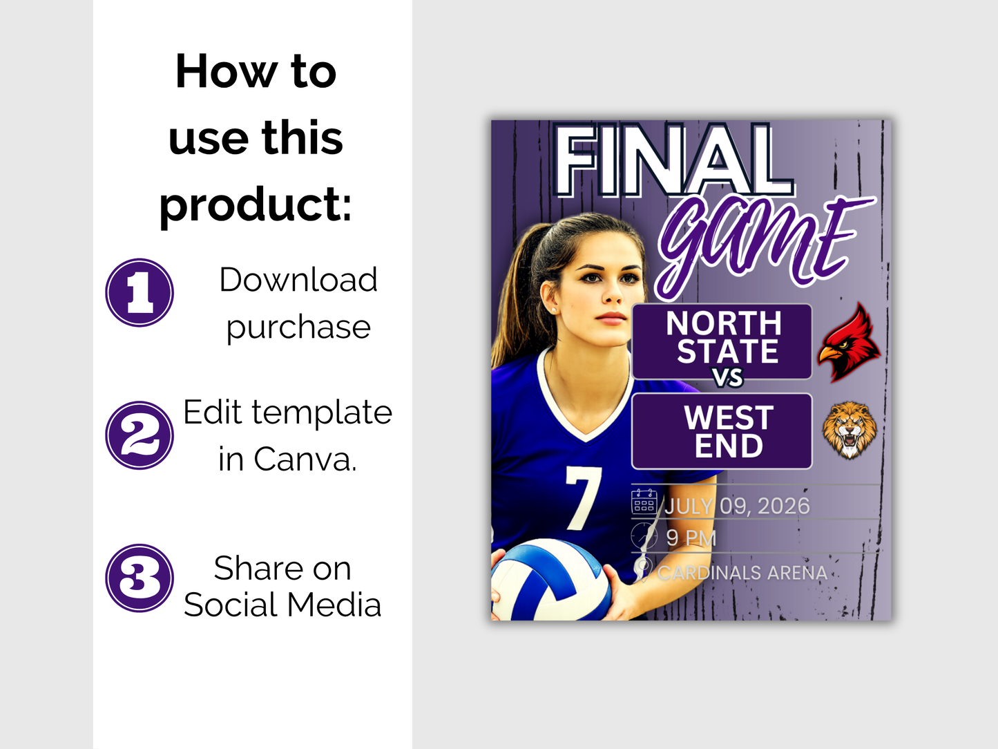 Volleyball Game Day Social Media Template