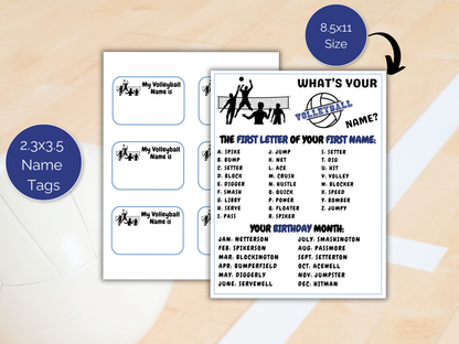 What's Your Volleyball Name Game + Name Tags