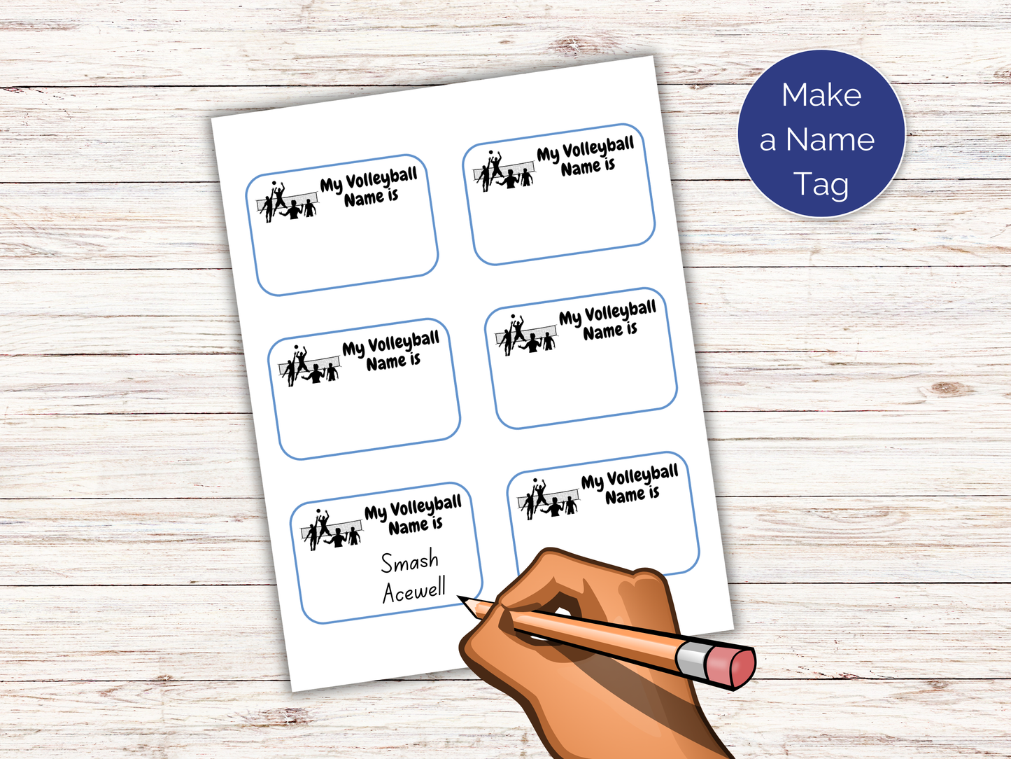 What's Your Volleyball Name Game + Name Tags