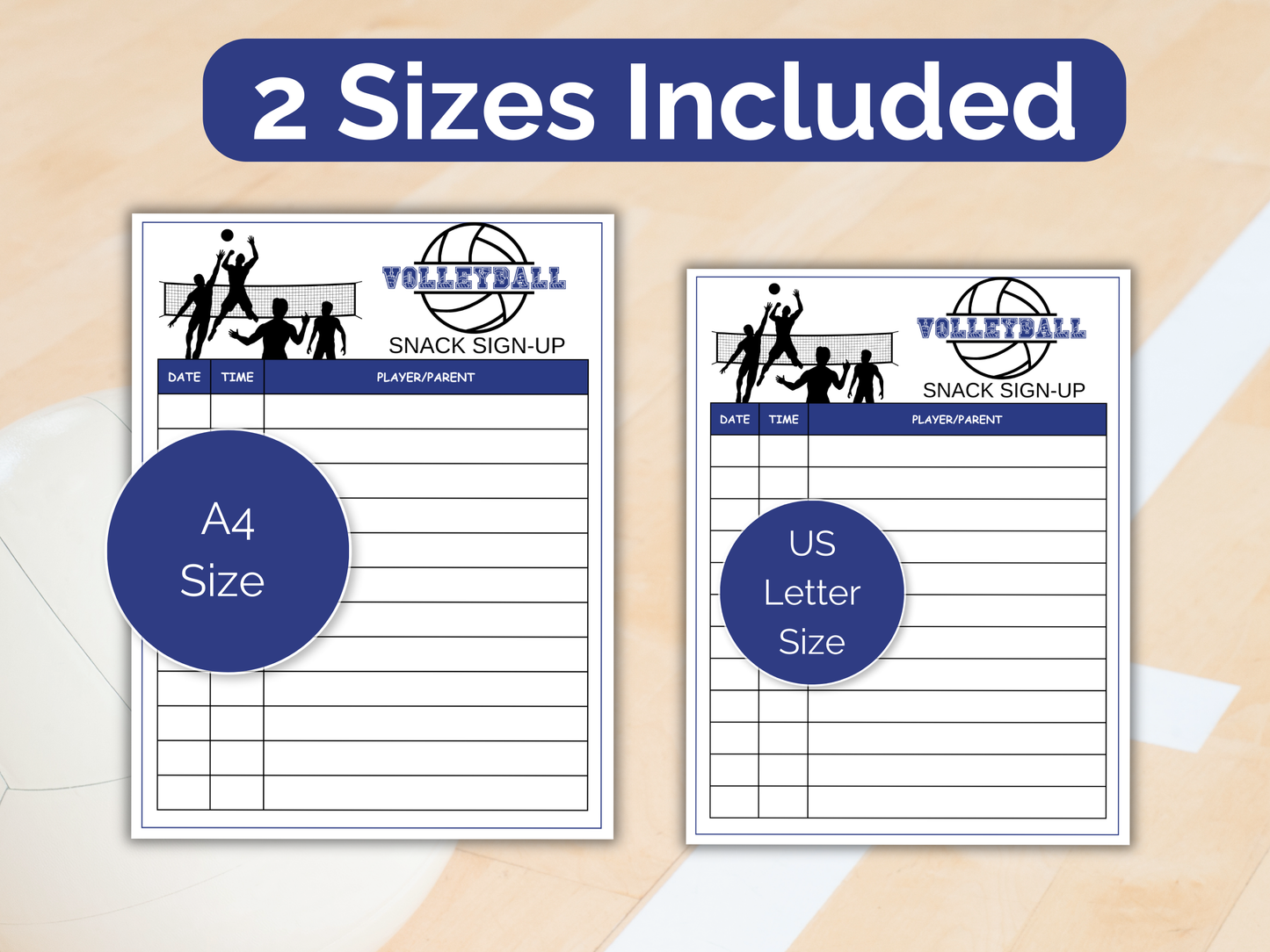 Volleyball Snack Sign Up Sheet