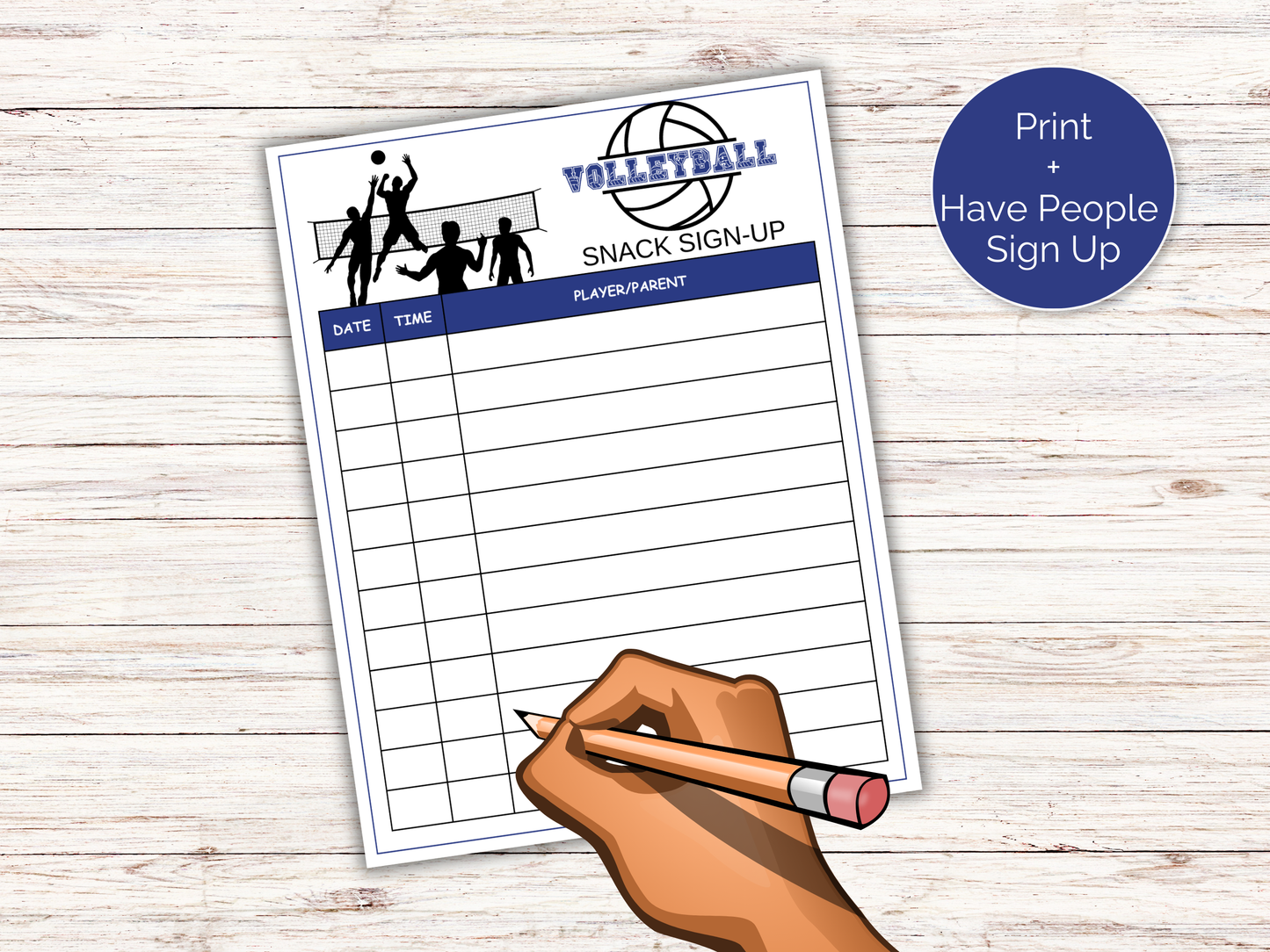 Volleyball Snack Sign Up Sheet