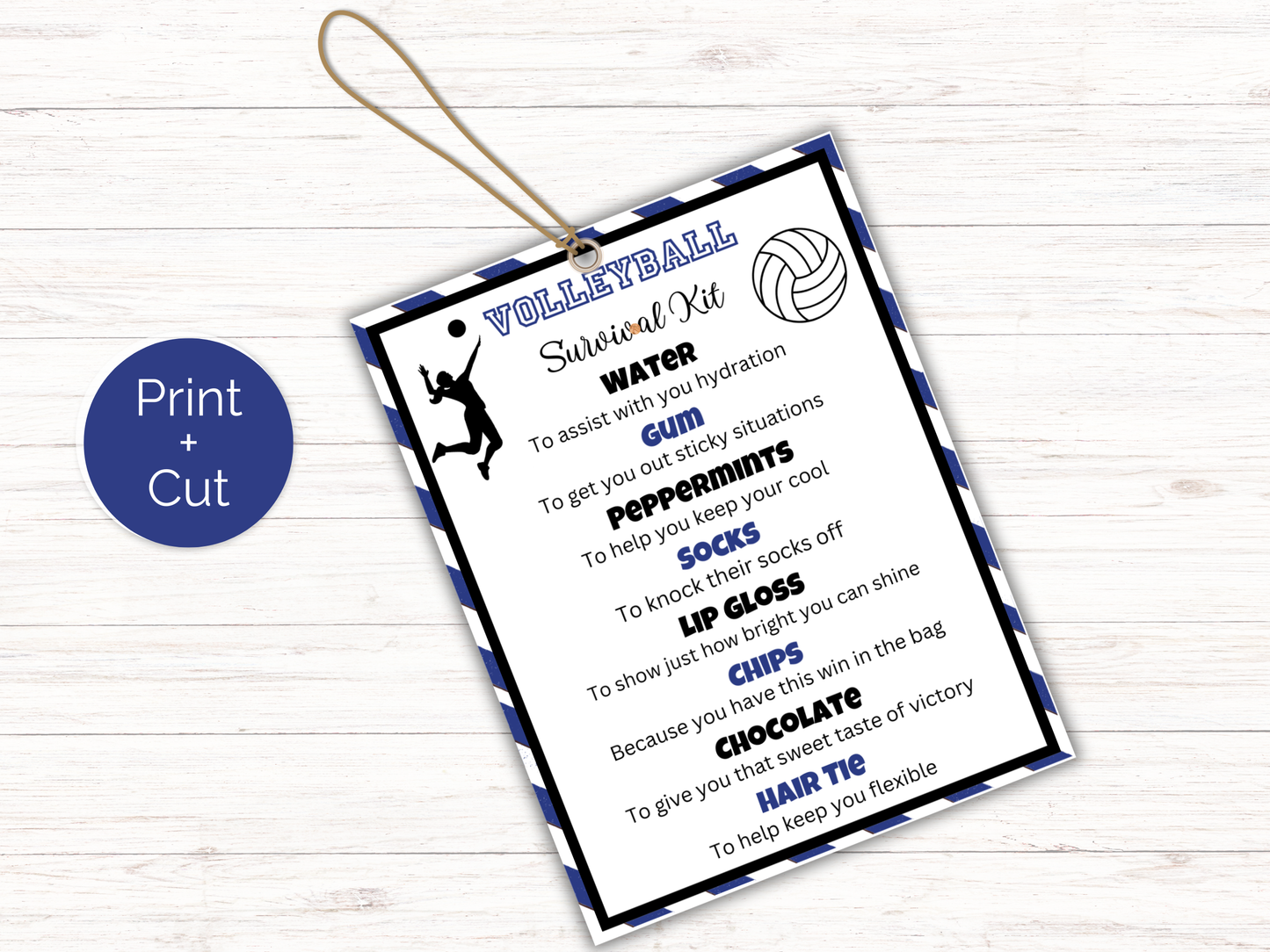 Editable Volleyball Survival Kit Gift Tag Template