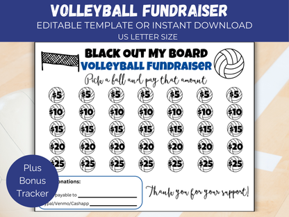 Editable Volleyball Black Out My Board Fundraiser