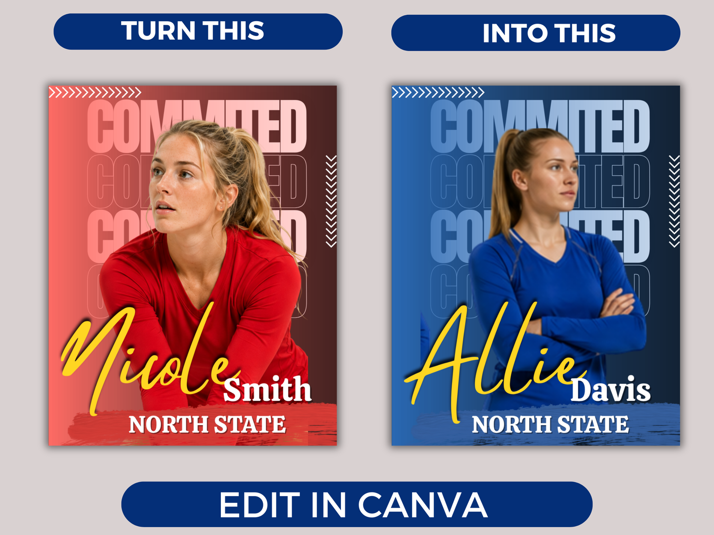 Volleyball Committed Poster Template