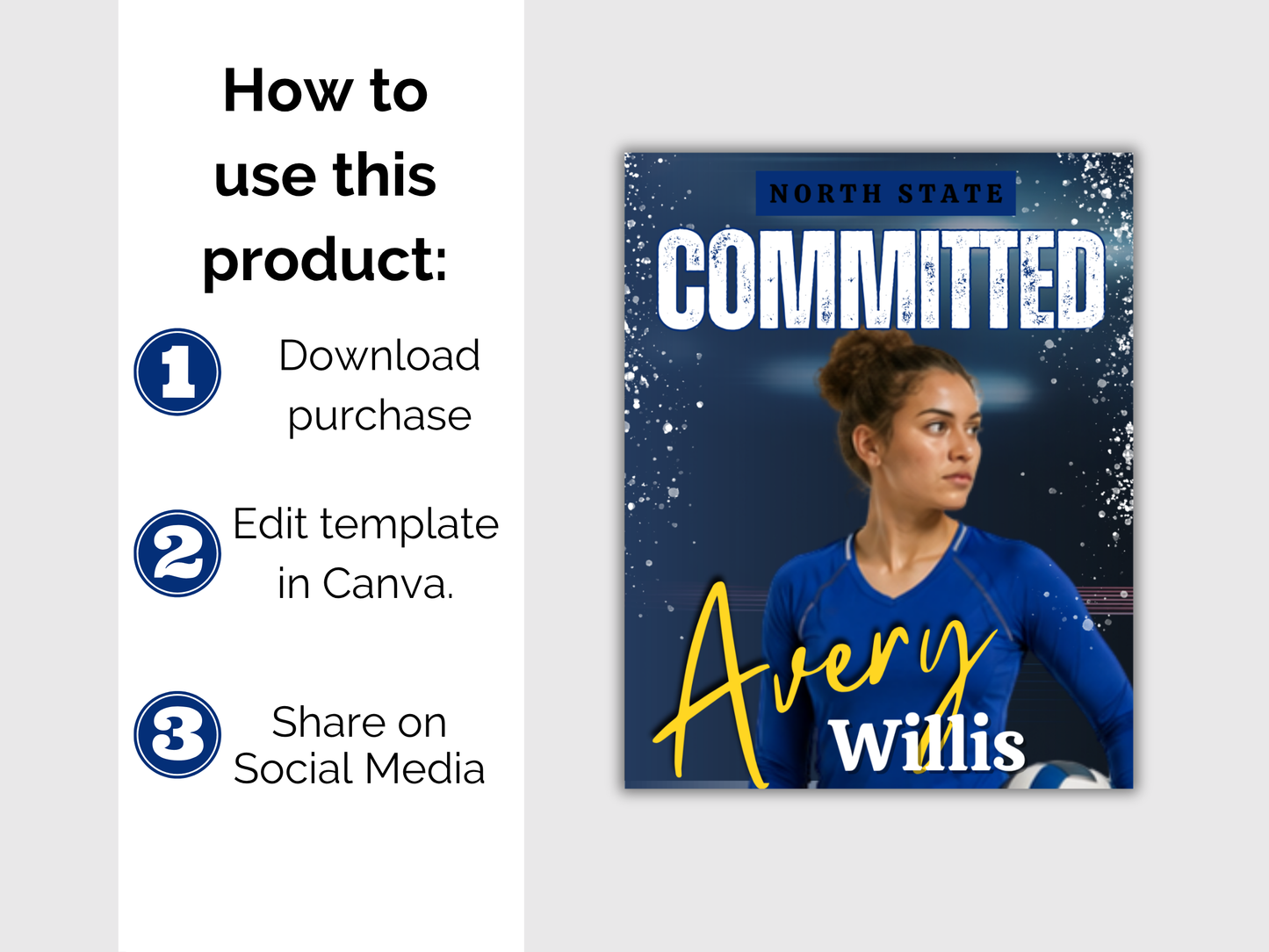 Volleyball Committed Poster Template
