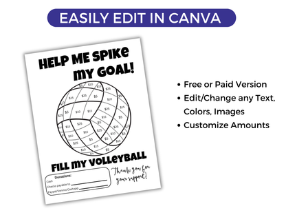 Editable Fill My Volleyball Fundraiser Template