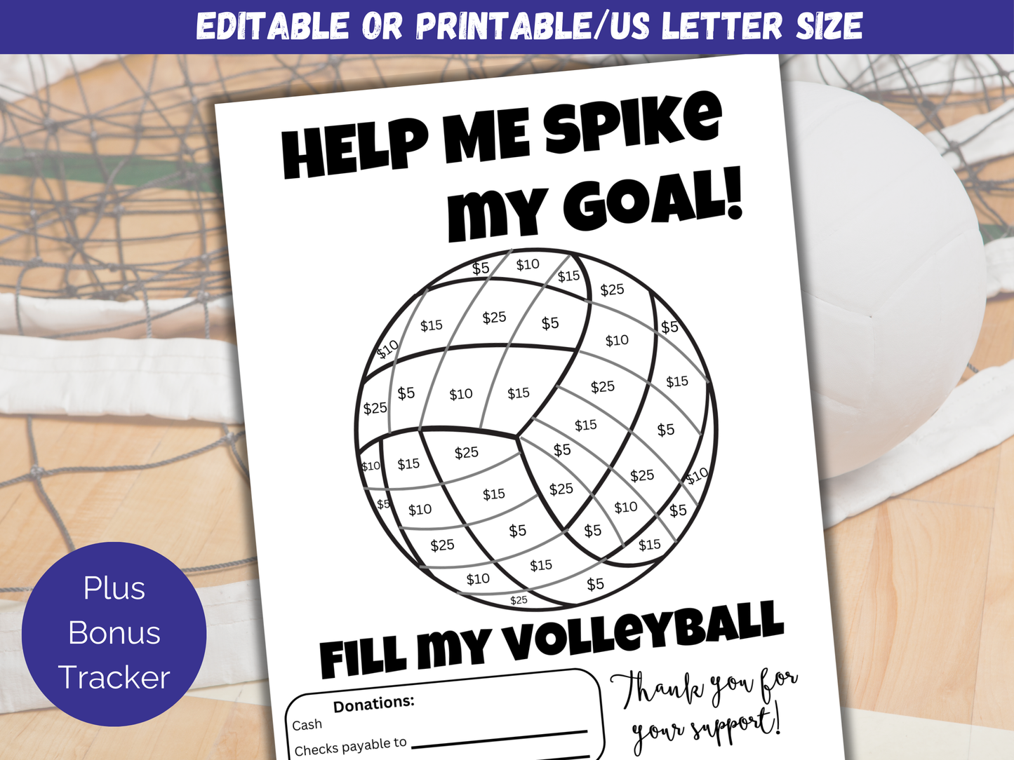 Editable Fill My Volleyball Fundraiser Template