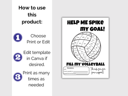 Editable Fill My Volleyball Fundraiser Template