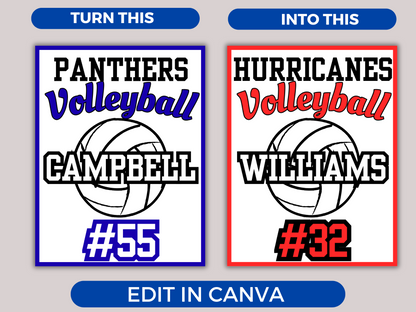 Editable Volleyball Locker Sign Template