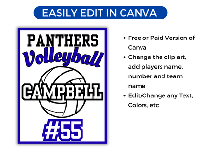 Editable Volleyball Locker Sign Template