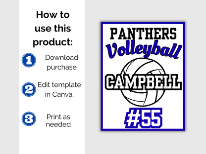 Editable Volleyball Locker Sign Template
