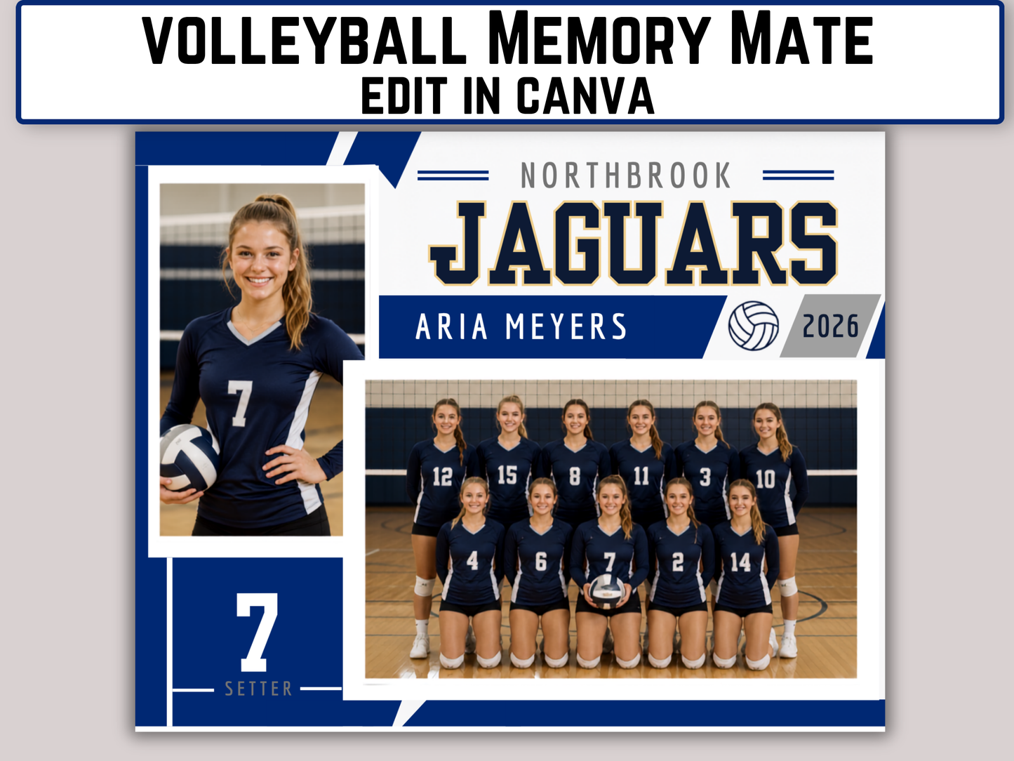 Editable Volleyball Memory Mate Template