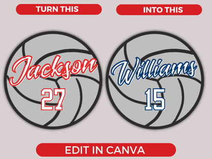 Editable Volleyball Name Tags Template