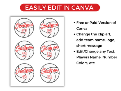 Editable Volleyball Name Tags Template