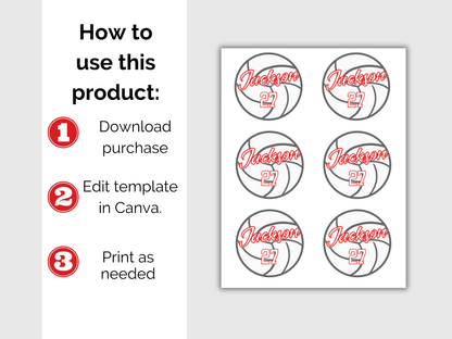 Editable Volleyball Name Tags Template
