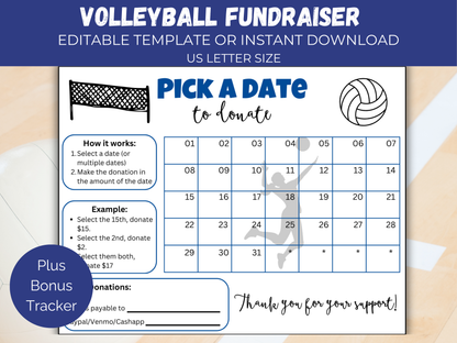 Editable Volleyball Pick A Date