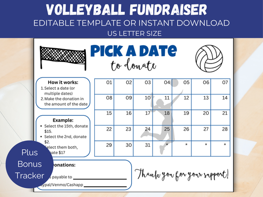 Editable Volleyball Pick A Date