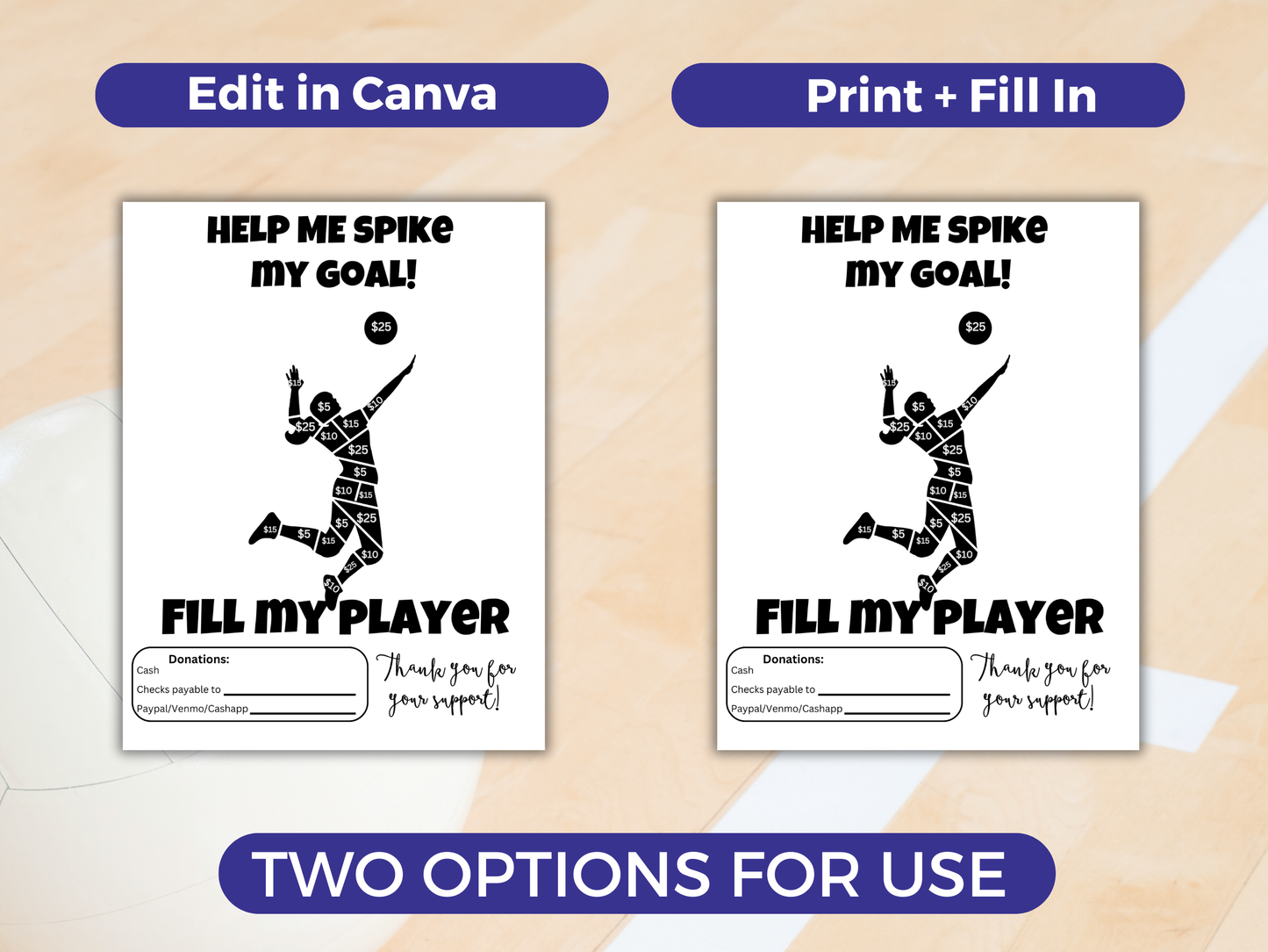 Editable Fill My Volleyball Player Fundraiser Template