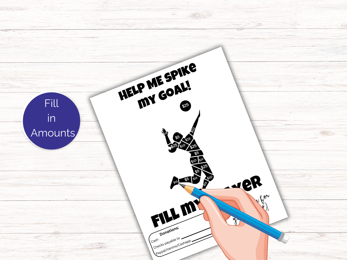 Editable Fill My Volleyball Player Fundraiser Template
